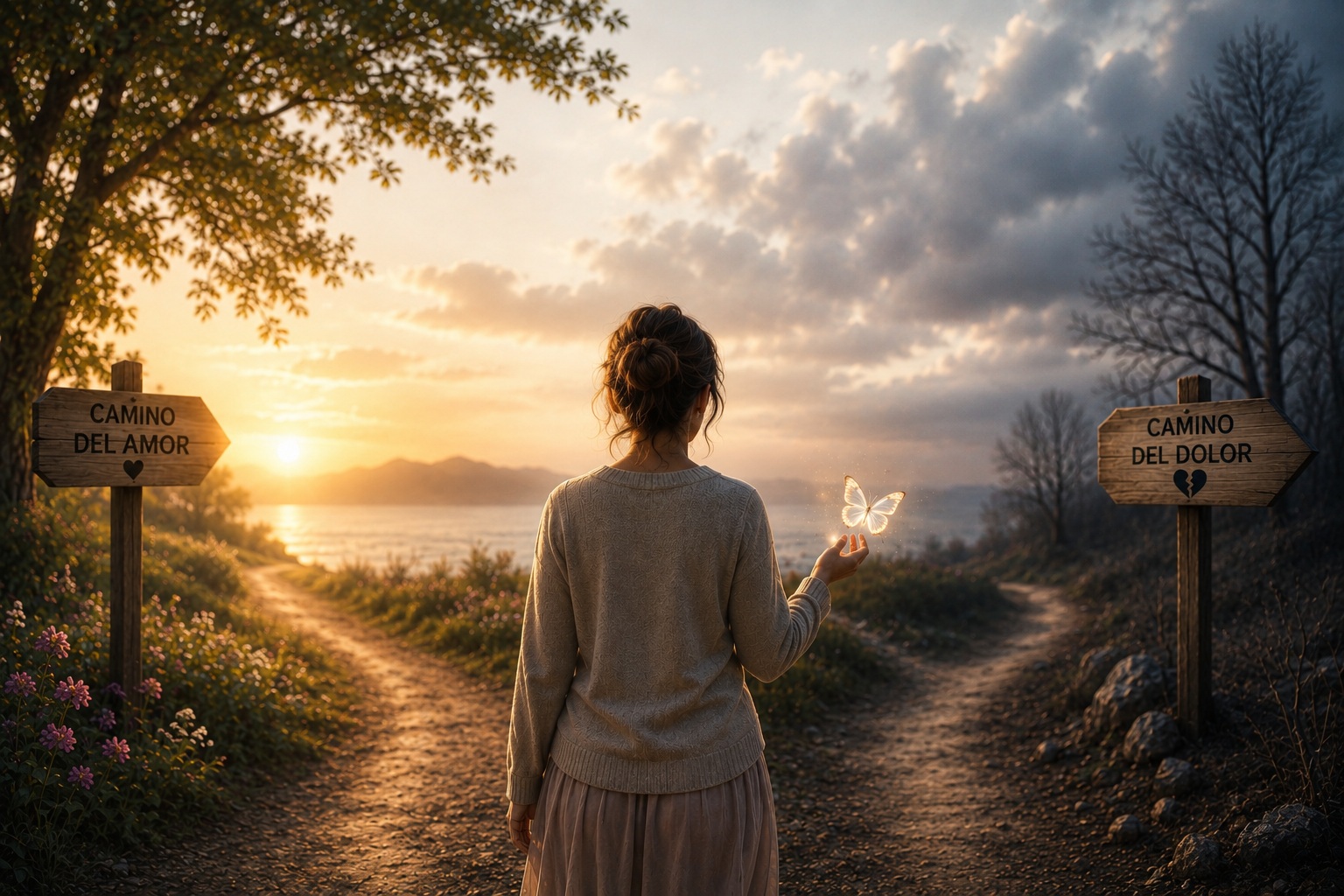 Encrucijada entre el camino del amor y el camino del dolor